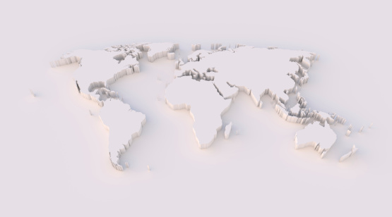 High resolution World map in 3D and including a clipping path.