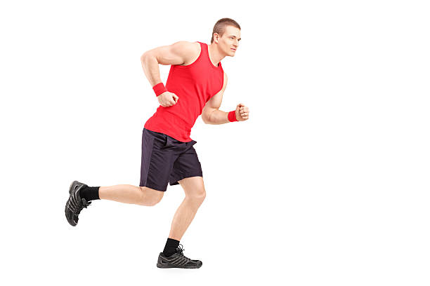 istock Fit muscular male athlete running 462088841