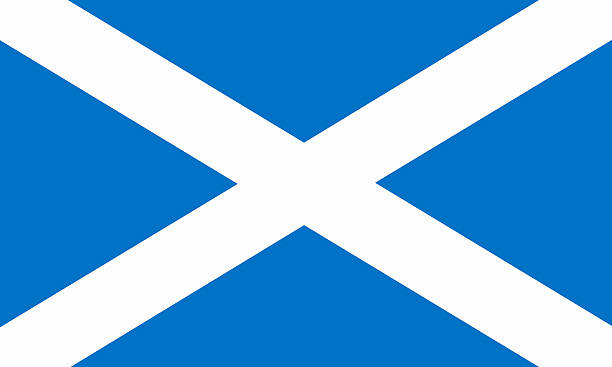 A close-up of a blue and white Scottish flag scottish flag aberdeen scotland photos stock pictures, royalty-free photos & images