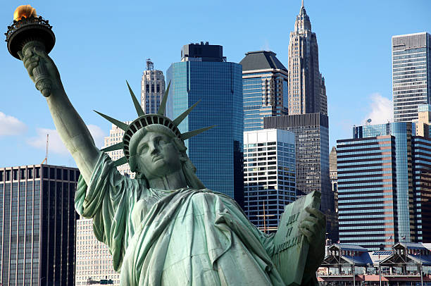 istock statue of Liberty background Manhattan 462096001