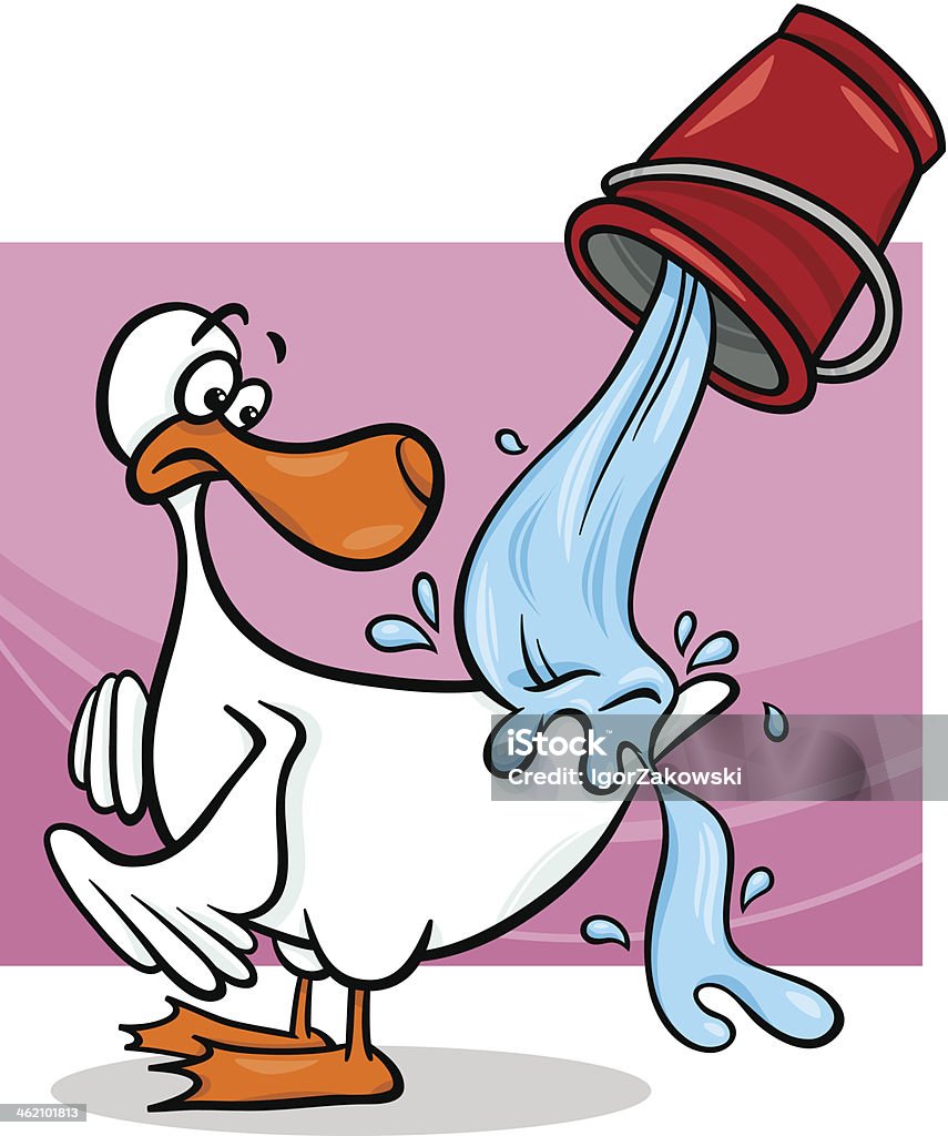 water off a ducks back cartoon Cartoon Concept Illustration of Water Off A Ducks Back Saying Water Off A Duck's Back stock vector