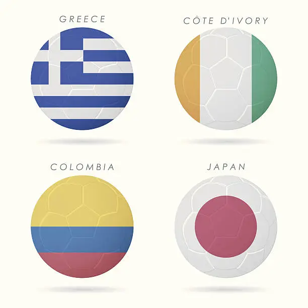 Vector illustration of country flags on soccer ball illustration