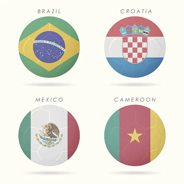 Vector illustration of country flags on soccer ball illustration