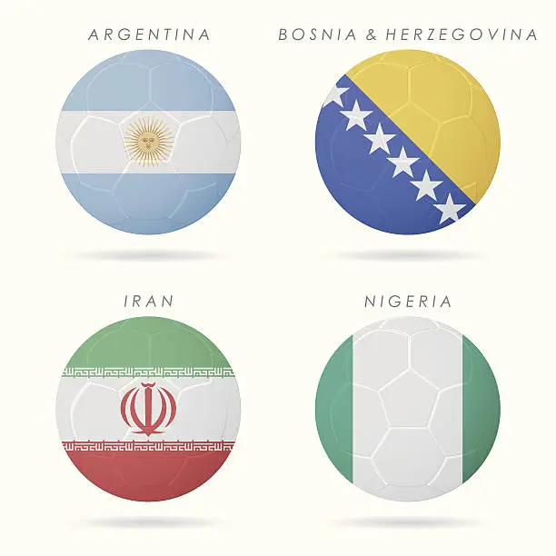 Vector illustration of country flags on soccer ball illustration