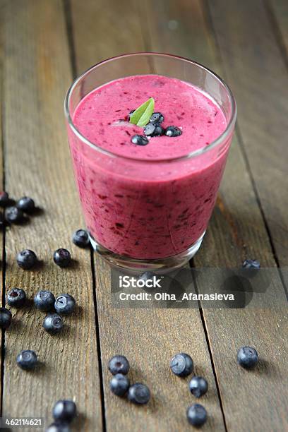 Blueberry Smoothie And Blueberries Stock Photo - Download Image Now - Berry Fruit, Blueberry, Close-up