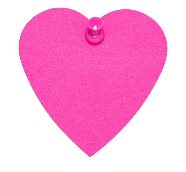 istock Heart Sticky Label, with pink pin, isolated on white background 462118883