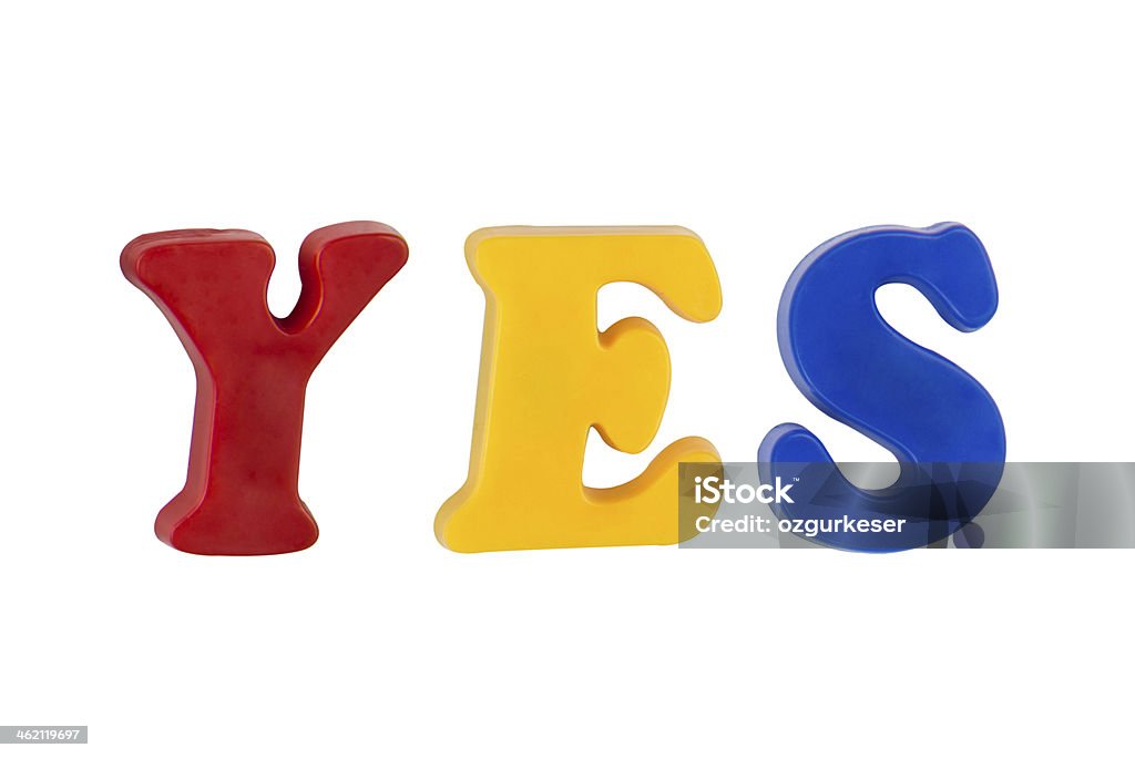 Fridge Magnets Spell Yes Colorful Magnets Spell Out The Word Yes Color Image Stock Photo