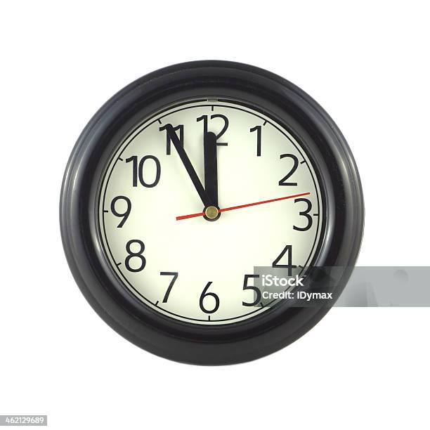 Wall Clock Isolated On White Close Up Stock Photo - Download Image Now - Clock, Midday, 12 O'Clock