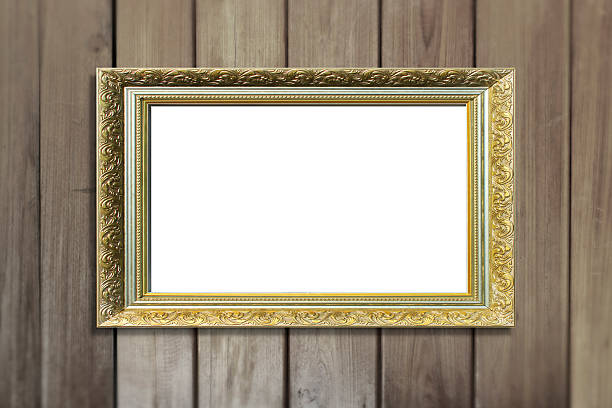 istock picture frame on wood wall 462136615