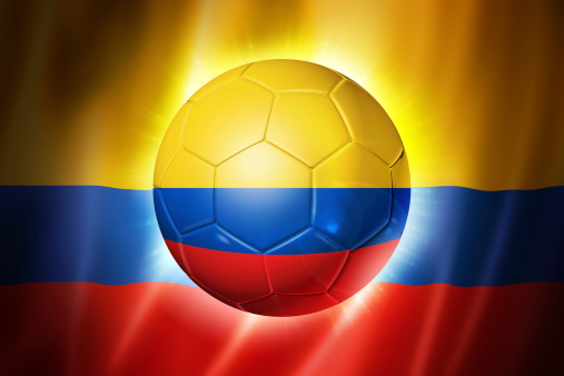 3D soccer ball with Colombia team flag