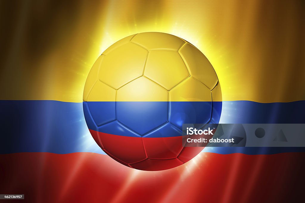 Soccer football ball with Colombia flag 3D soccer ball with Colombia team flag Soccer Stock Photo