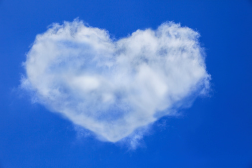 heart shape of white cloud on blue sky use for multipurpose natural  background or backdrop