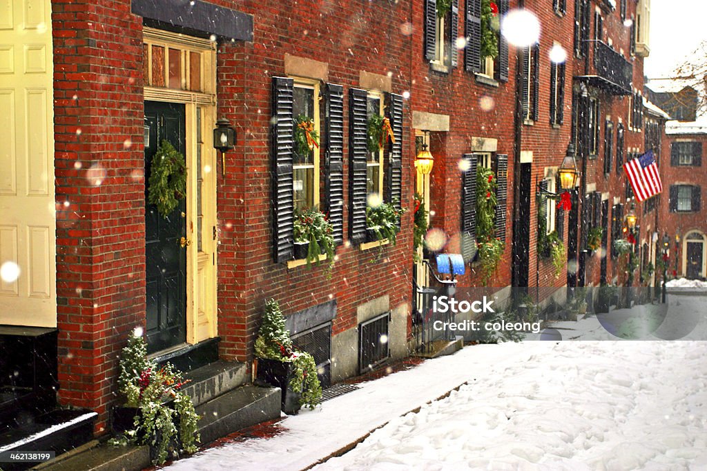ボストンの冬 - ビクトリア様式のロイヤリティフリーストックフォト