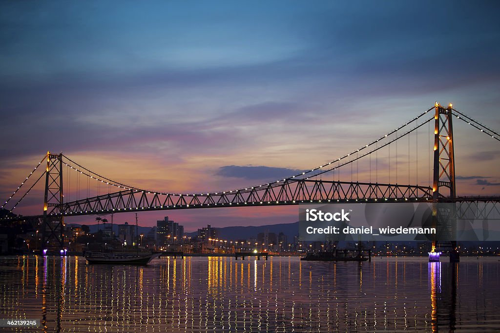 Bridge at Sunset The Hercilio Luz Bridge, in Florianopolis, Brazil, with an amazing sunset. Florianópolis Stock Photo