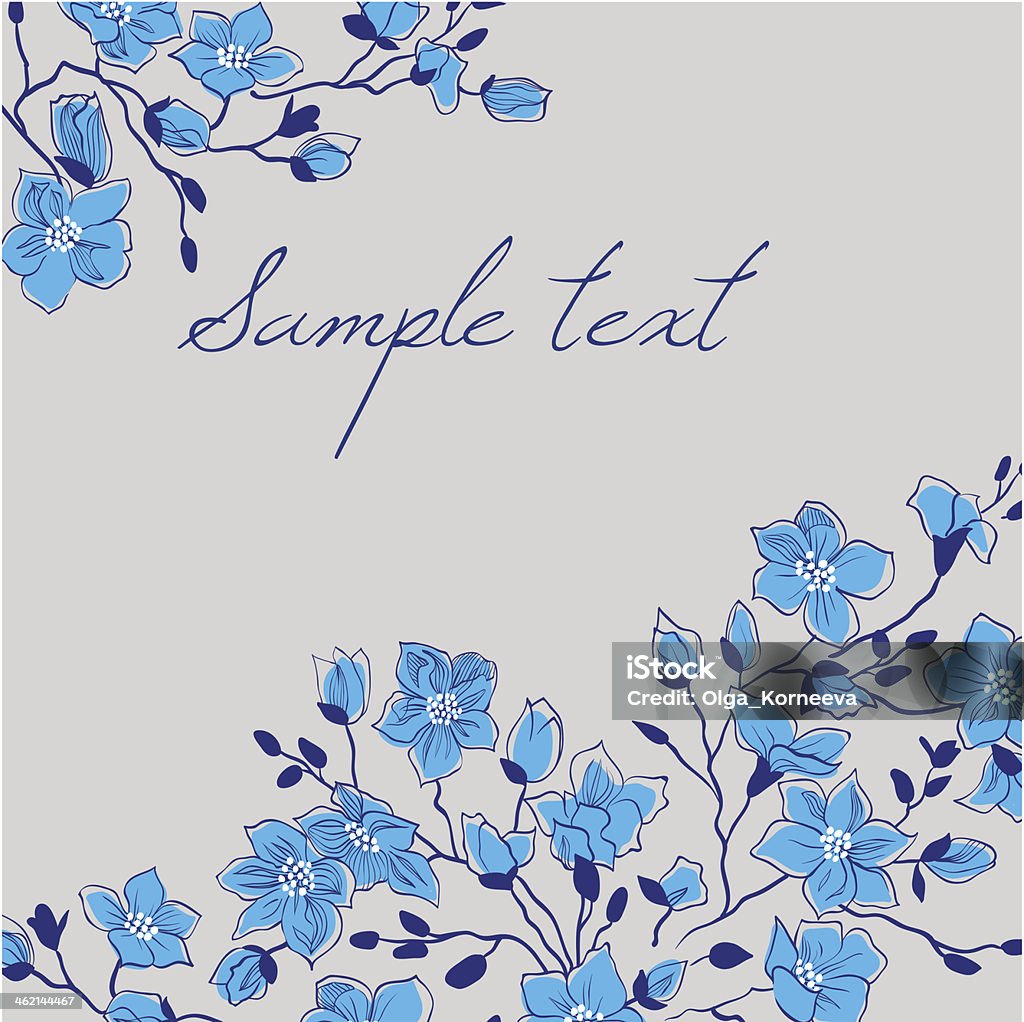 Vector floral card with blue magnolia flowers Vector floral card with blue magnolia flowers on a gray background. Blue stock vector