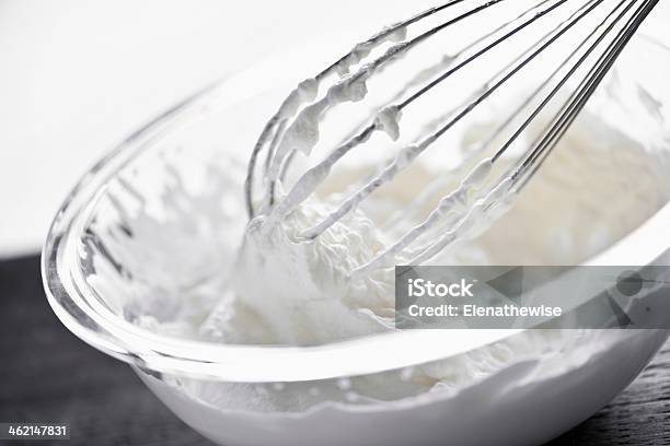 Whisk In Whipped Cream Stock Photo - Download Image Now - Baking, Bowl, Chrome