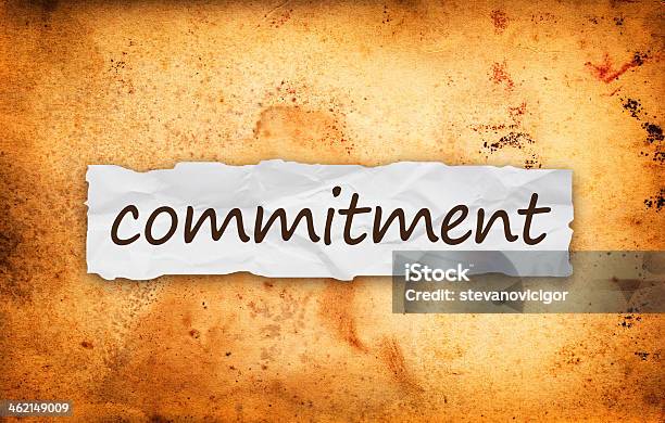 Commitment Title On Piece Of Paper Stock Photo - Download Image Now - Bonding, Cardboard, Cut Or Torn Paper