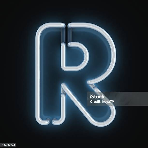 Neon 3d Font Letter R Stock Photo - Download Image Now - Letter R, Three Dimensional, Neon Colored