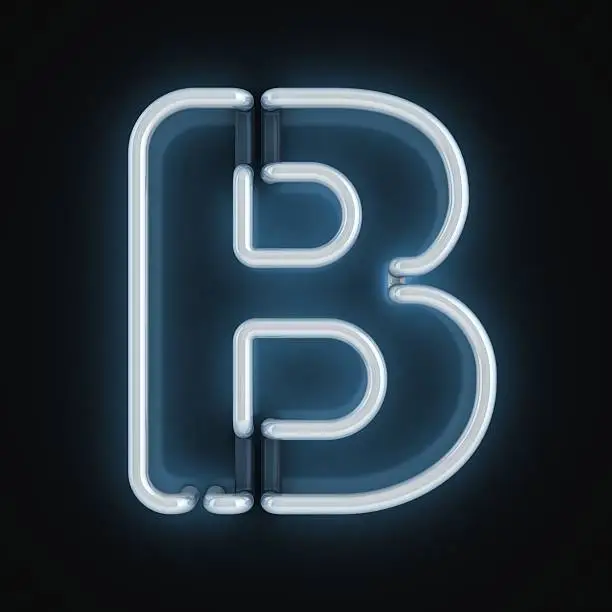 Photo of neon 3d font letter B