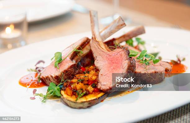 Grilled Rack Of Lamb With Vegetables Stock Photo - Download Image Now - Gourmet, Restaurant, Dinner