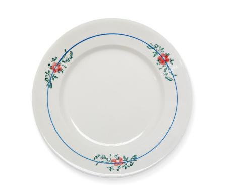 Vintage plate on white with shadow (clipping path)