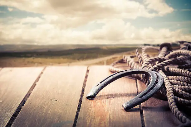 Lucky horseshoe on a porch