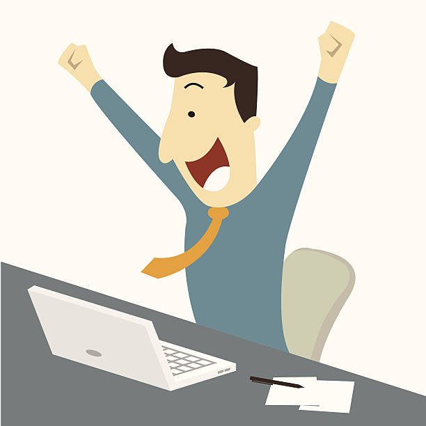 Man Get Job Stock Illustration - Download Image Now - Excitement, Desk, Ecstatic - iStock Man Get Job Stock Illustration - Download Image Now - Excitement, Desk, Ecstatic - iStock