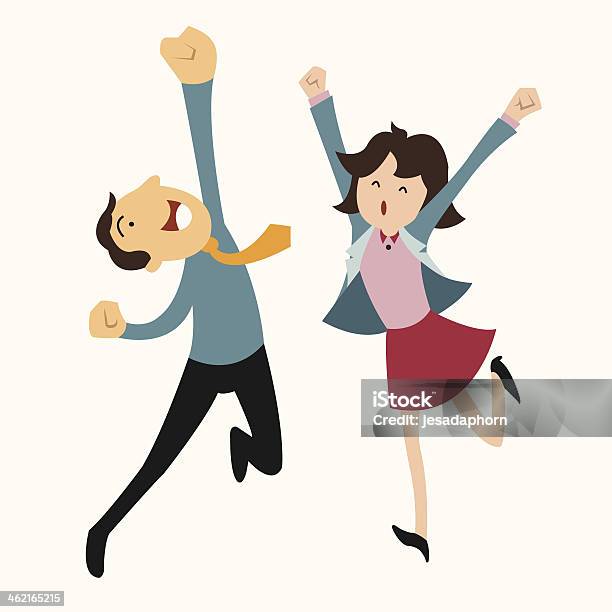 Happy Business Man And Woman Stock Illustration - Download Image Now - Adult, Business, Business Person