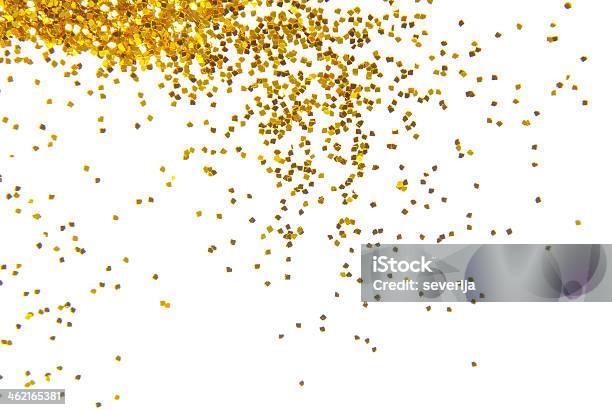 Golden Glitter Frame Background Stock Photo - Download Image Now - Confetti, Glitter, Gold - Metal