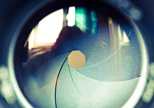 Photo of The diaphragm of a camera lens aperture.