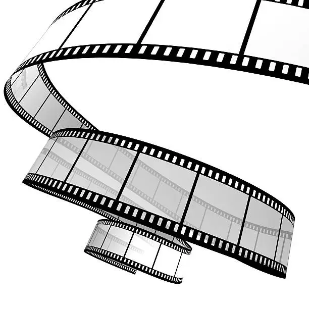 3d image of film strip on white