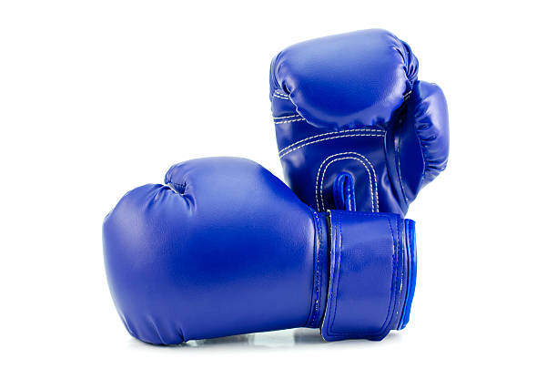 Blue boxing gloves isolated on white background