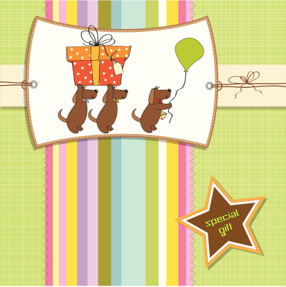 Three Dogs That Offer A Big Birthday Greeting Card Clipart Images