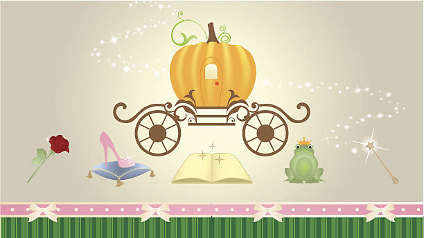 Fairytale Happily Ever After icons Various Cinderella and story book related icons. pics of the godmother stock illustrations