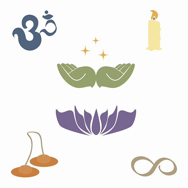 Zen and Metaphysical Icons Various new age objects and symbols reflecting healing, zen, tranquility and spirituality. reiki stock illustrations