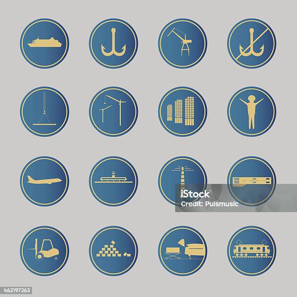Industrial Et Icônes Bleues Logistic Vecteurs libres de droits et plus d'images vectorielles de Adulte - Adulte, Affaires, Ancre