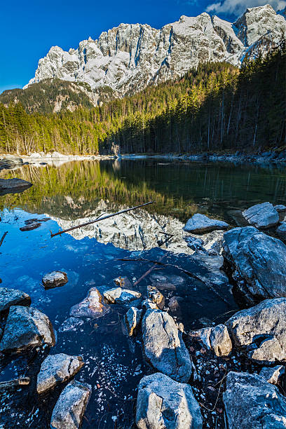 Frillensee lake  and Zugspitze - the highest mountain in Germany
