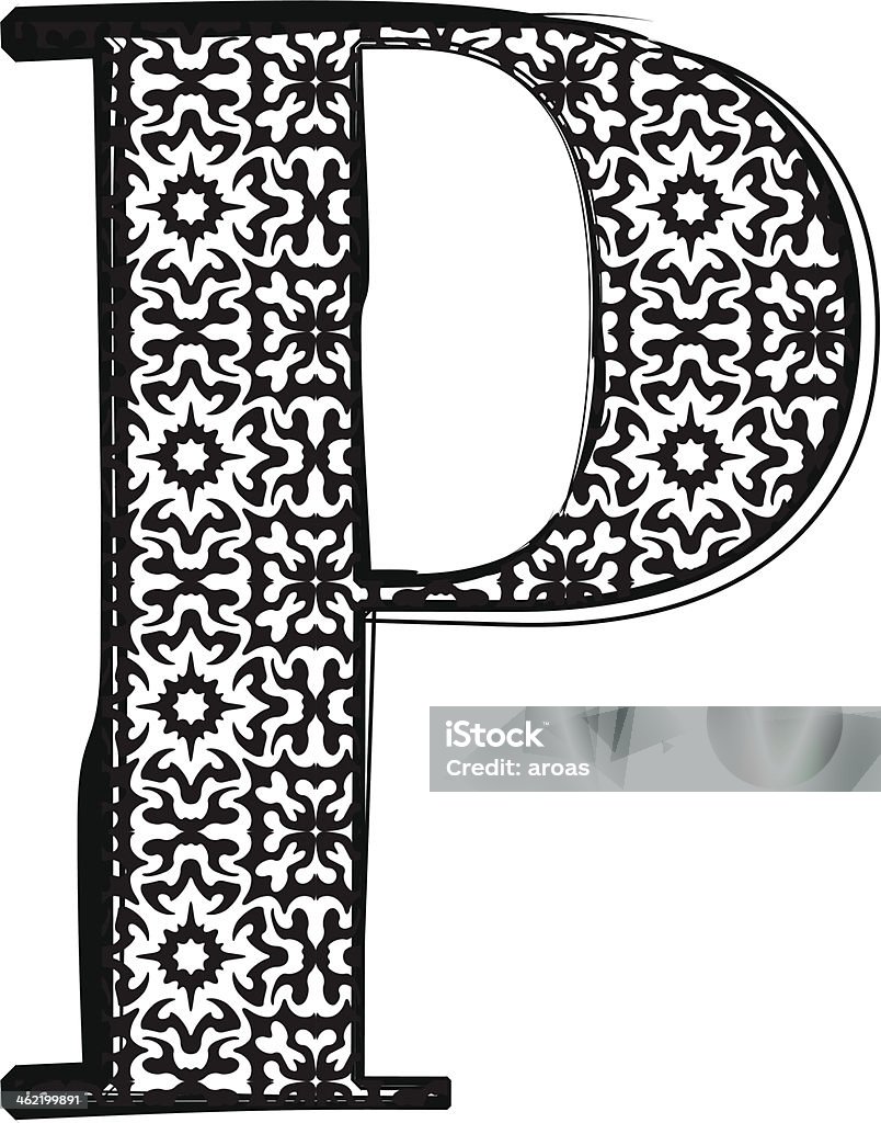 Moda font Lettera P - arte vettoriale royalty-free di Alfabeto