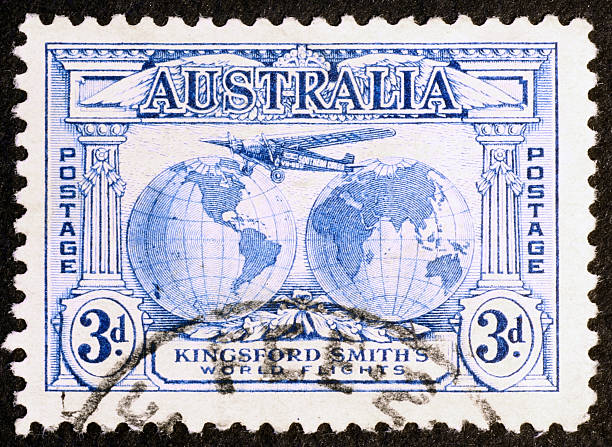 istock Vintage australian air mail stamp 462202927