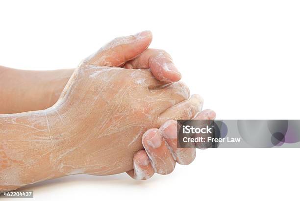 Man Washing Hands On White With Clipping Path Stock Photo - Download Image Now - Cleaning, Cleaning Product, Clipping Path