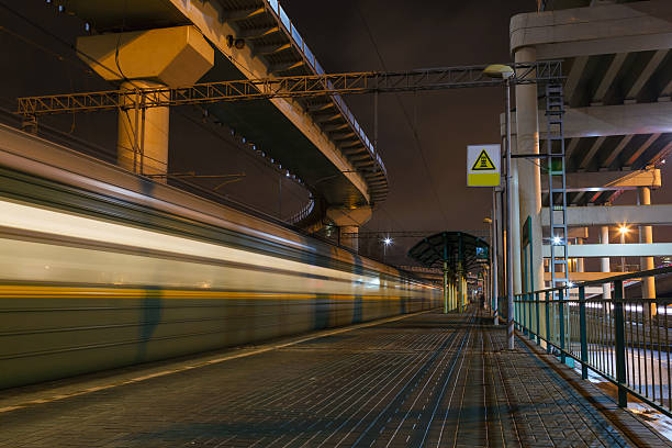 istock Night train station in the city 462206069