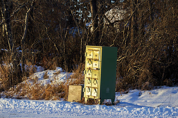 istock Green metal mailbox in the snow 462208353