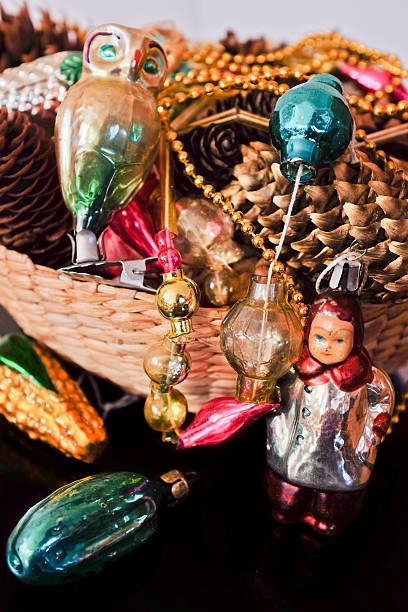 istock Vintage glass baubles and pine cones 462210841