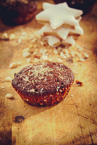 Baked chocolate muffin stock photo