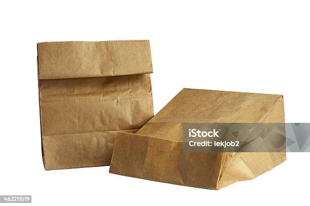 Two Brown Paper Bag Lunch With Clipping Path Stock Photo - Download Image Now - Bag, Brown Paper, Business Lunch