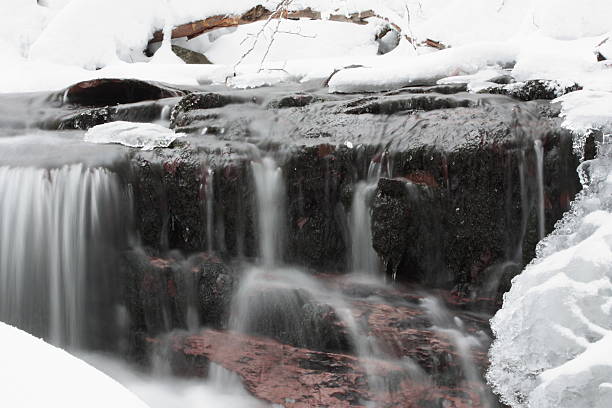 wasserfall im inverno - schneelandschaft - fotografias e filmes do acervo