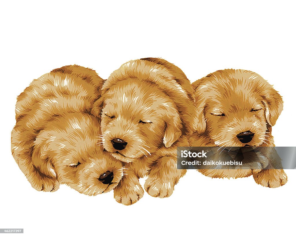 lovely dog I drew a dog with a writing brush, Golden Retriever stock illustration