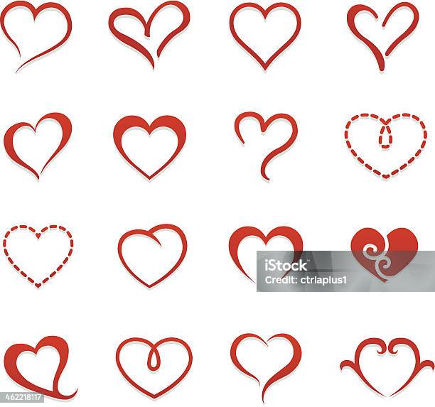 Heart Valentine Icon Set Vector Illustration Stock Illustration - Download Image Now - Heart Shape, Portrait, Ornate