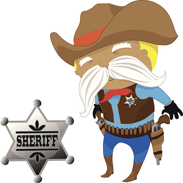 ilustraciones, imágenes clip art, dibujos animados e iconos de stock de cowboy sheriff - sheriff badge contest deputy