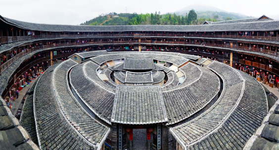 Hakka Roundhouse tulou walled village located in Fujian, China